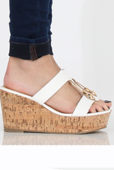 White Cork Wedges - Niki