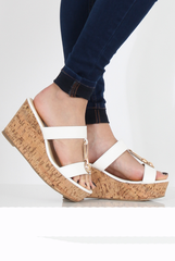 White Cork Wedges - Niki