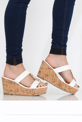 White Cork Wedges - Niki