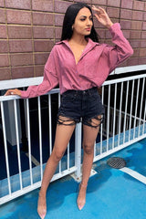 Black Extreme Distressed High Waist Shorts - Esra