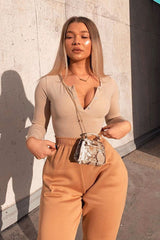 Nude Popper Front Bodysuit - Kymia