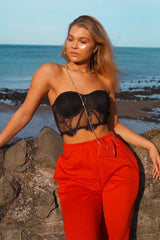 Black Bardot Lace Bralet - Lilia