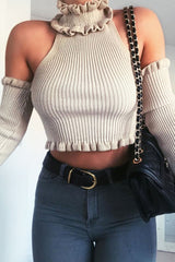 Stone Halter Neck Frill Jumper - Niley