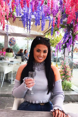 Light Grey Halter Neck Frill Jumper - Niley