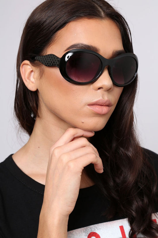 Black Oval Chunky Frame Sunglasses- Nima