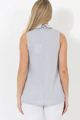 Nina Grey High Neck V Front Top