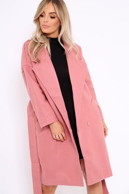 Pink Long Duster Coat - Nina