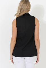 Nina Black High Neck V Front Top