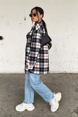Black Tartan Check Brushed Oversized Shirt - Dafne