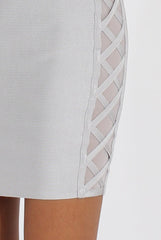 Grey Side Tie Up High Neck Bandage Dress - Noa