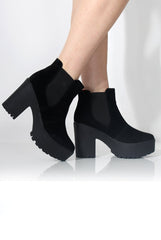Norma Black Suede Ankle Boots
