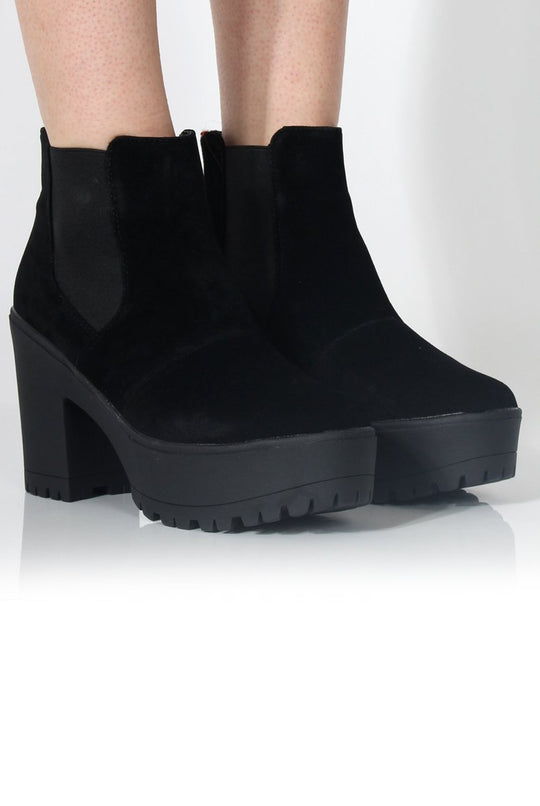 Norma Black Suede Ankle Boots
