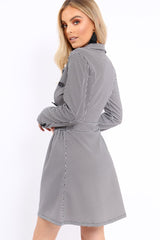 Black Gingham Print Button Detail Blazer Dress - Nora