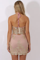 Nude Pink & Gold Embellished Co-ord - Norah