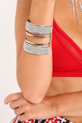 Silver Diamante Chunky Arm Cuff - Novalee