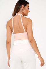 Nude Sequin Caged Halterneck Bodysuit - Aanvi