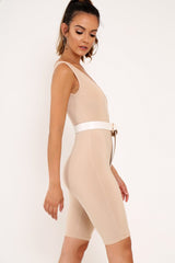 Nude Bodycon Scoop Neck Unitard - Idalie