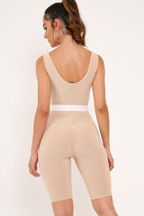 Nude Bodycon Scoop Neck Unitard - Idalie