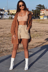 Nude Ribbed Stretchy Crop Top -Layna