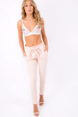 Nude Paper Bag Tie Waist Cigarette Trousers - Karmen