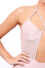 Nude Cross Strap Mesh Swimsuit - Celine