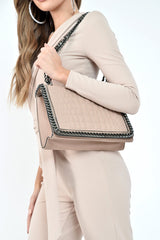 Nude One Shoulder Wrap Front Belted Jumpsuit - Henya