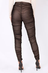 Black Mesh Ruched Leggings - Jaylene