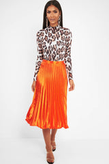 Nude Leopard Print Slinky High Neck Bodysuit - Abira