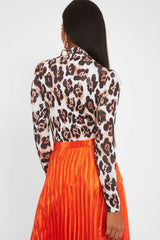 Nude Leopard Print Slinky High Neck Bodysuit - Abira