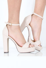 Nude Open Toe Platform Heels - Emma