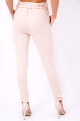 Nude Paper Bag Tie Waist Cigarette Trousers - Karmen
