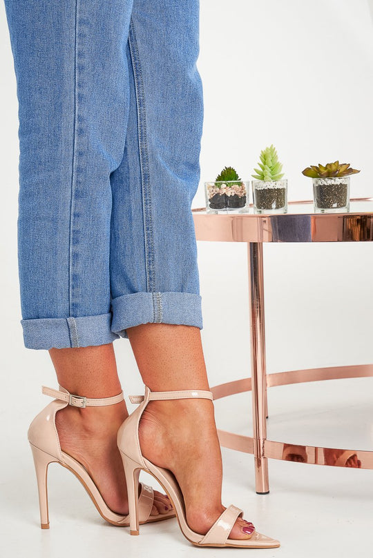Nude Patent Pointed Toe Barely There Heels - Berklee