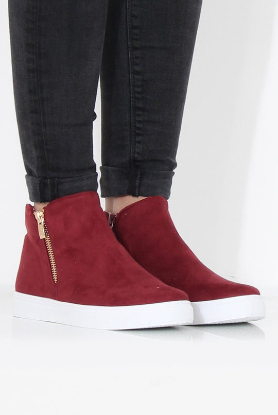 Wine Suede High Top Trainers - Nya