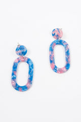 Multi Resin Drop Oval Earrings - Oceana