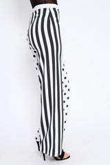 Polka Dot and Stripe Mix Print Trousers - Odelia
