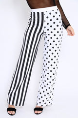 Polka Dot and Stripe Mix Print Trousers - Odelia