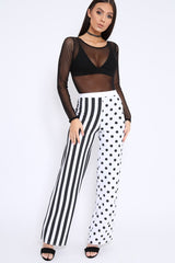 Polka Dot and Stripe Mix Print Trousers - Odelia