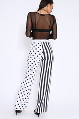 Polka Dot and Stripe Mix Print Trousers - Odelia