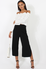 Black Side Slit Culottes - Odette