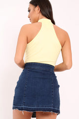 Yellow Contrast Zip Front Bodysuit - Odine