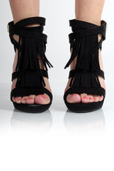Olivia Black Suede Tassled Heels