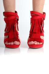 Olivia Red Suede Tassled Heels