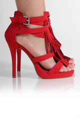 Olivia Red Suede Tassled Heels