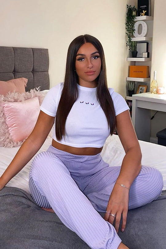 Lilac Ribbed Cuffed Trousers - Scarletta