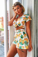 White Banana Crop Top and Short Co-ord - Gabi