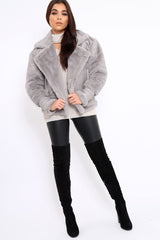Grey Faux Leather And Fur Jacket - Rhea
