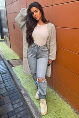 Grey Longline Knit Cardigan - Abbie