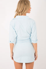 Blue Corset Front Shirt Dress - Malika