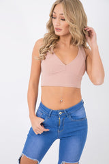 Blush Plunge Sleeveless Crop Top - Tilla