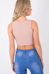 Blush Plunge Sleeveless Crop Top - Tilla